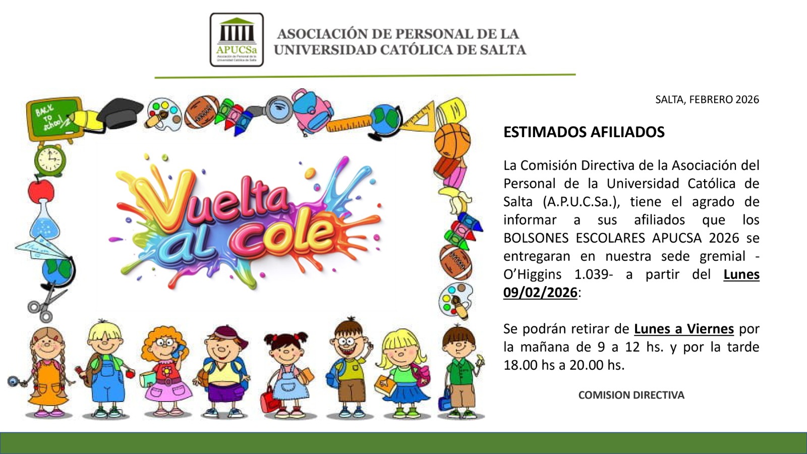 Entrega de bolsones escolares 2026